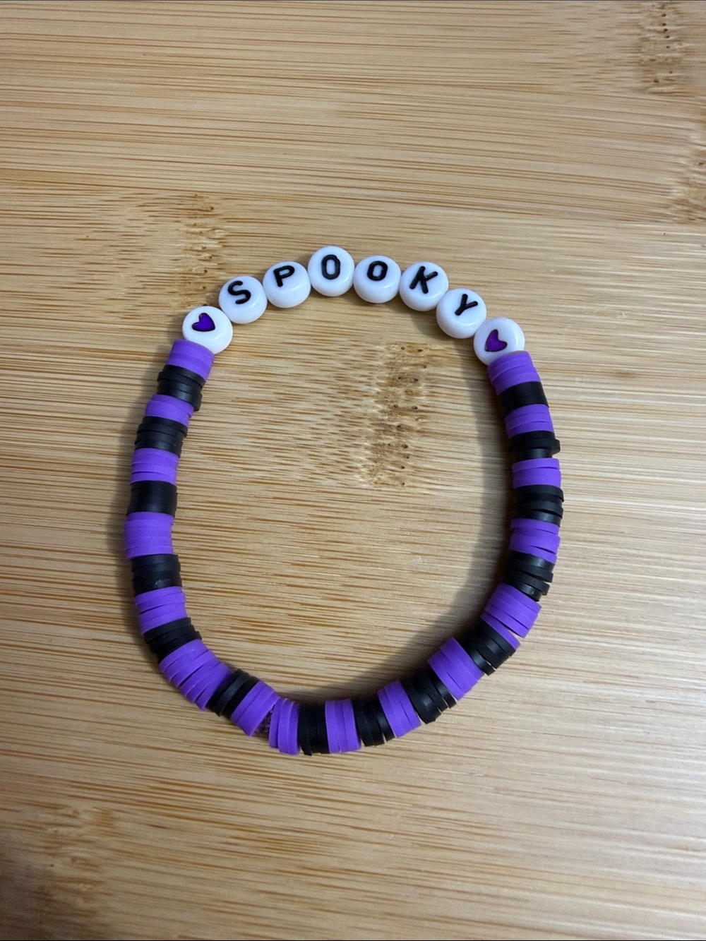 Kids 'Spooky' Beaded Stretch Bracelet - Purple & Black